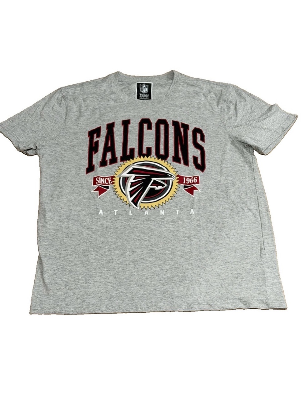 NFL Atlanta Falcons Heather Gray Logo Tee with Maroon & Gold Accents